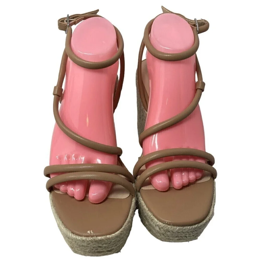 BP Nordstrom Cohan Espadrille Platform Wedge Sandal Heels Tan Size 10M NEW